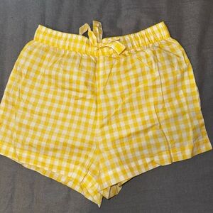 Gap Yellow Gingham High-Waist Women's Shorts with Drawstring